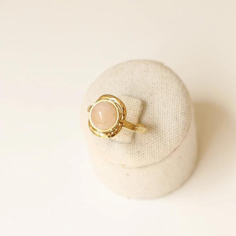 Bague martelée Quartz rose