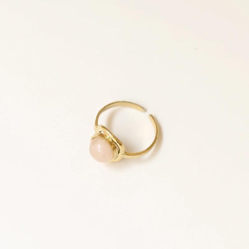 Bague martelée Quartz rose