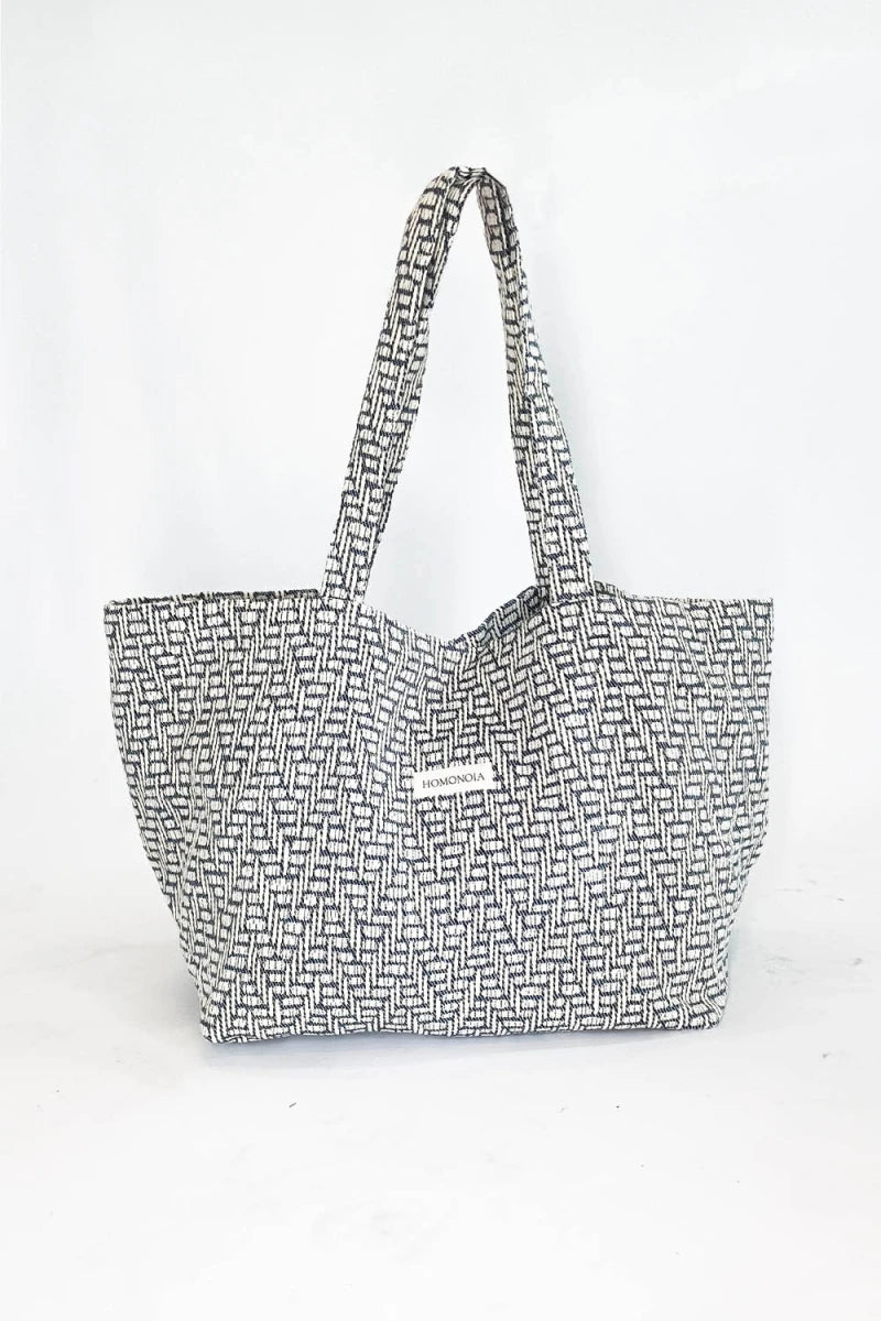 Sac cabas jacquard noir et blanc