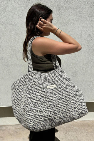 Sac cabas jacquard noir et blanc