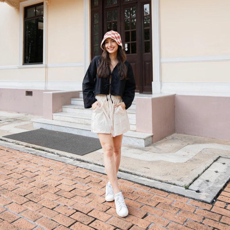 Short en coton coupe style jupe culotte