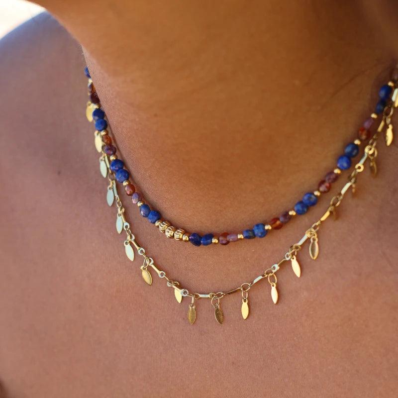 Collier perlé Lapis Lazuli et Grenat