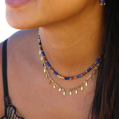 Collier perlé Lapis Lazuli et Grenat