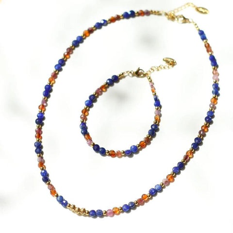 Collier perlé Lapis Lazuli et Grenat