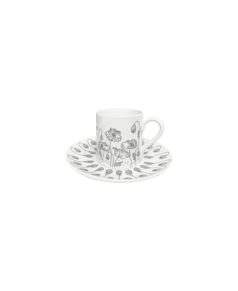 Silver Poppy Coffee Cup - Tableware