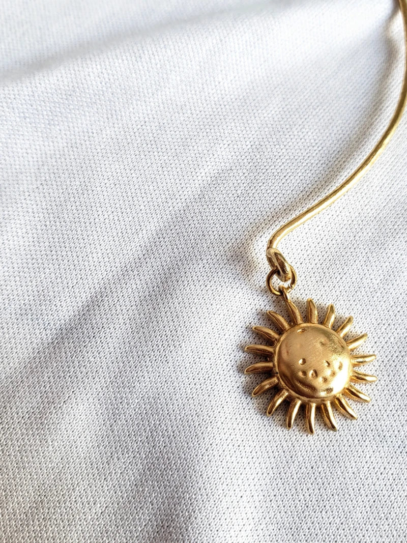 Collier rigide femme soleil lune