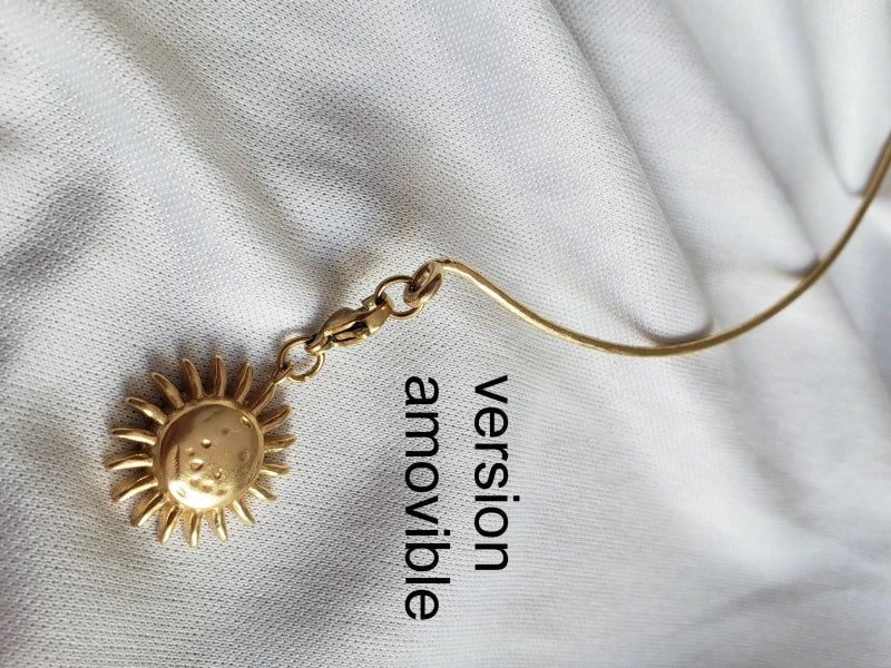 Collier rigide femme soleil lune