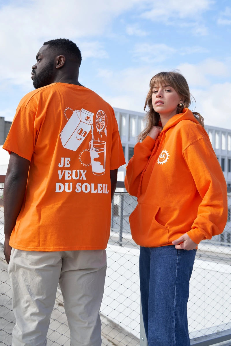 T-shirt orange "Je veux du soleil"