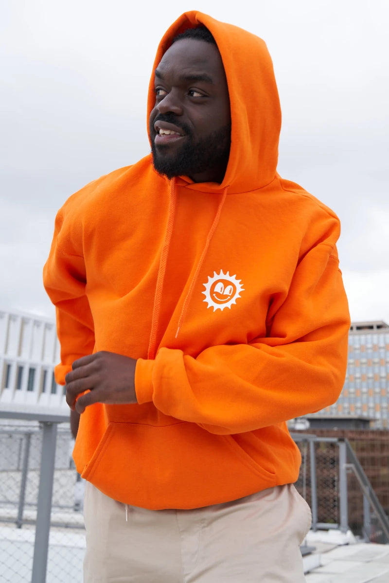 Sweat a capuche en coton unisexe orange Je veux du soleil