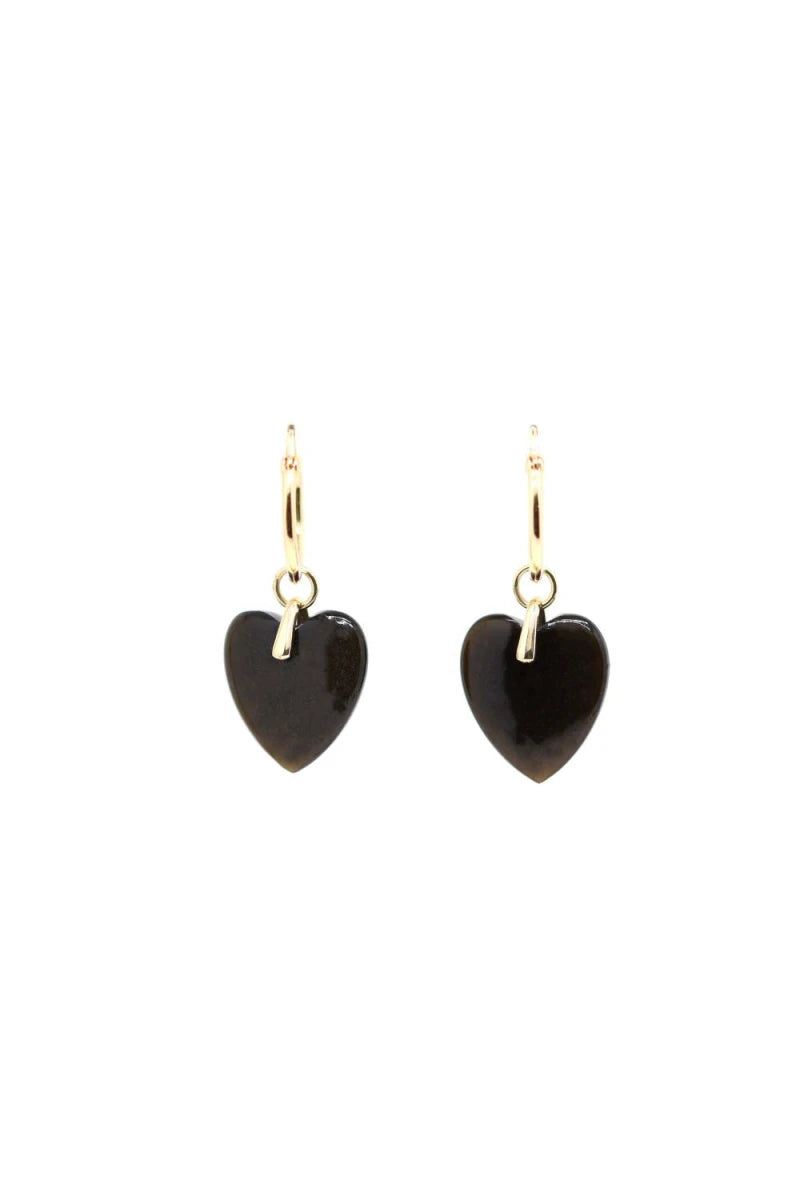 Boucles d'oreilles Charlotte plaqué or Onyx noir