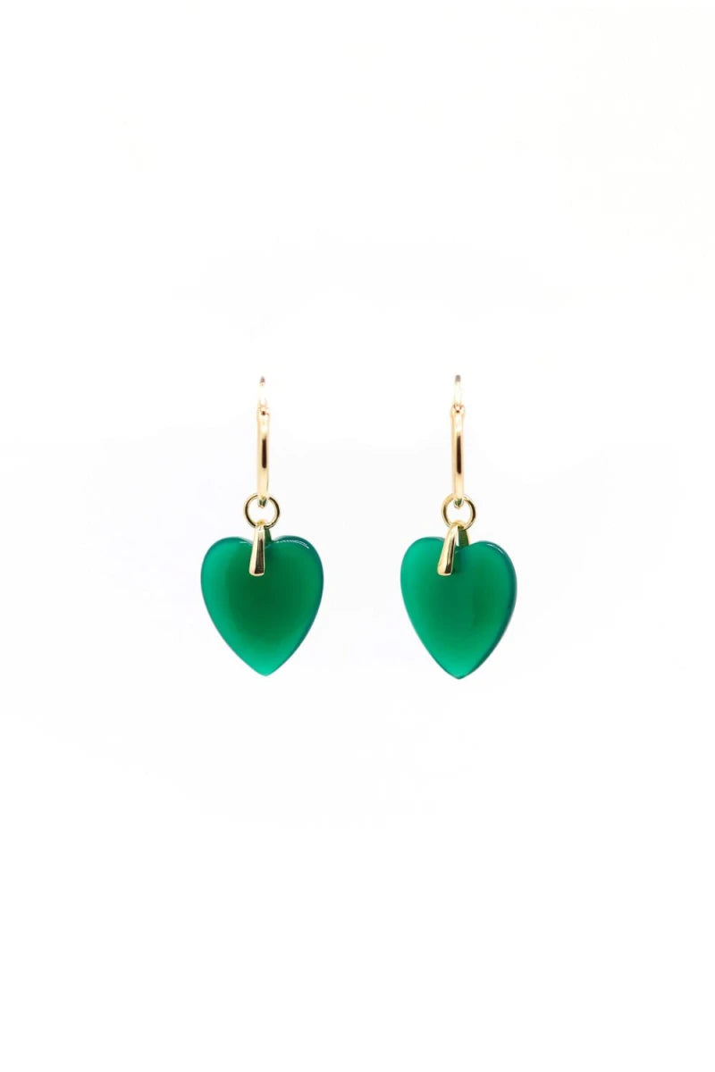 Boucles d'oreilles Charlotte plaqué or Onyx vert