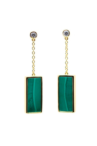 Boucles d'oreilles Augustine plaqué or Malachite