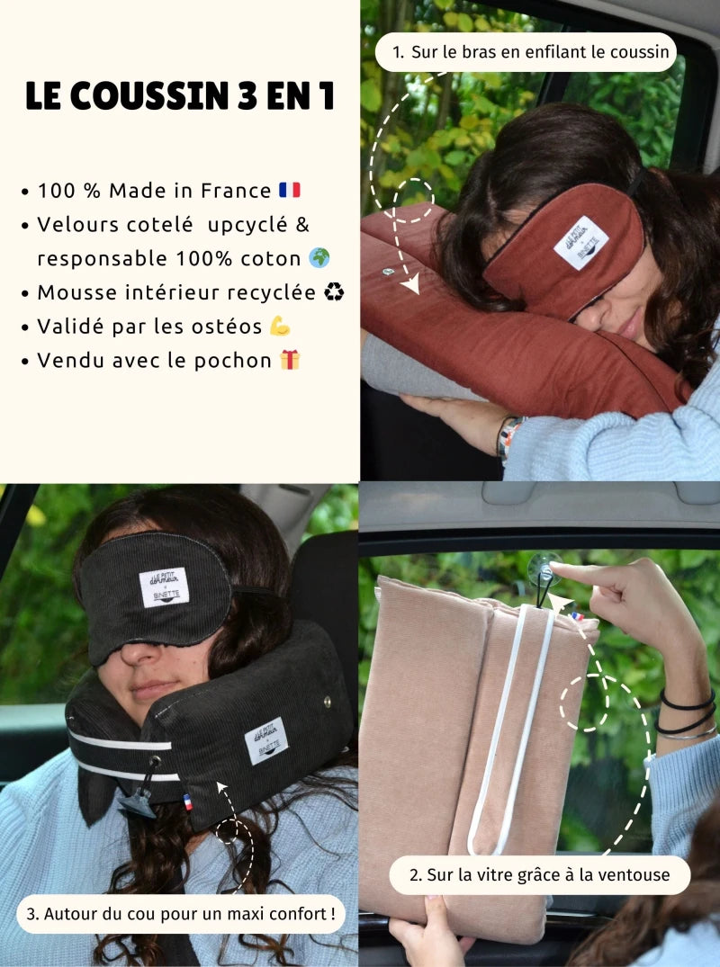 Pack sommeil des voyageurs- gris foncé 🤍