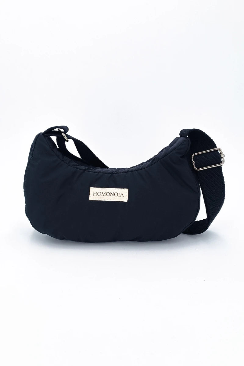 Sac demi-lune Gisèle en nylon noir