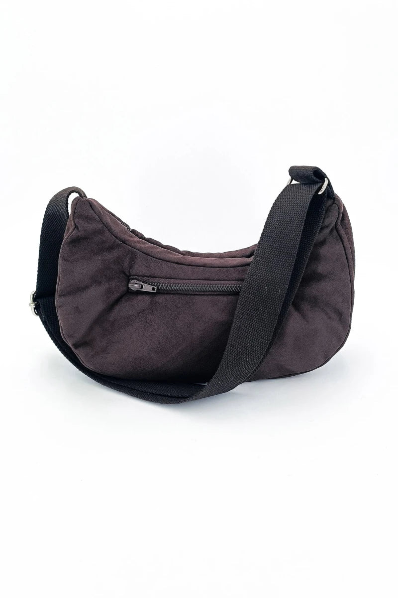 Sac demi-lune Gisèle suède marron