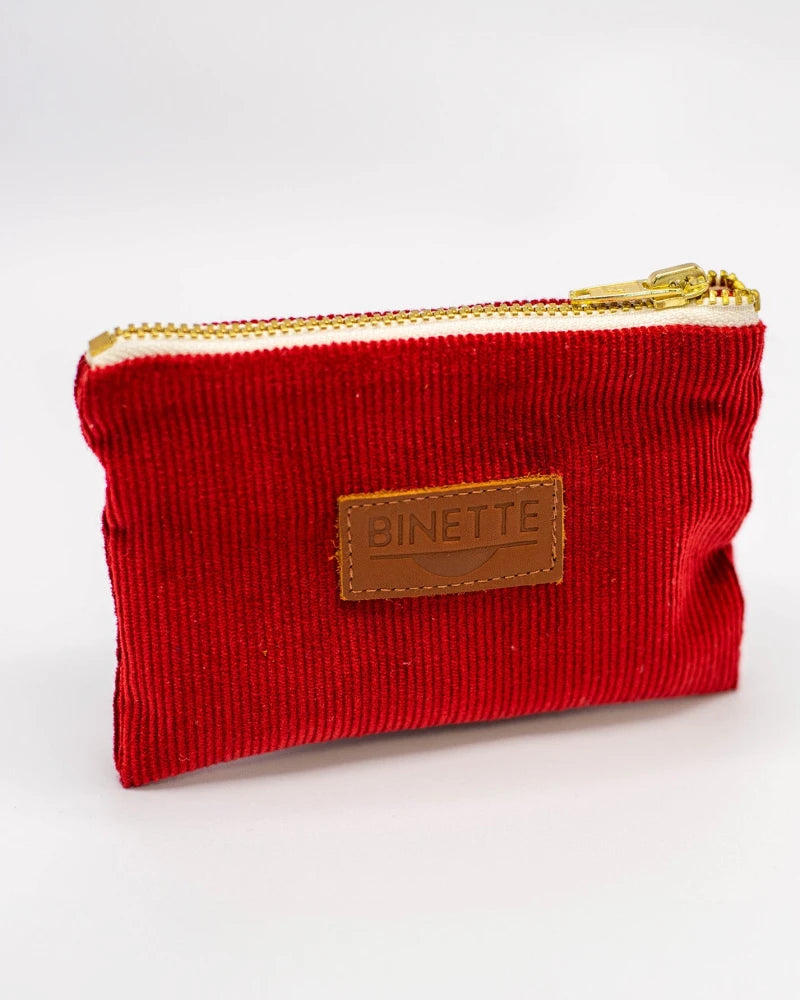 Pochette velours cotelés rouge