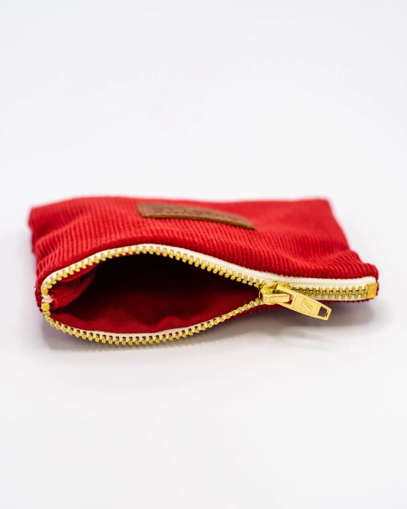 Pochette velours cotelés rouge