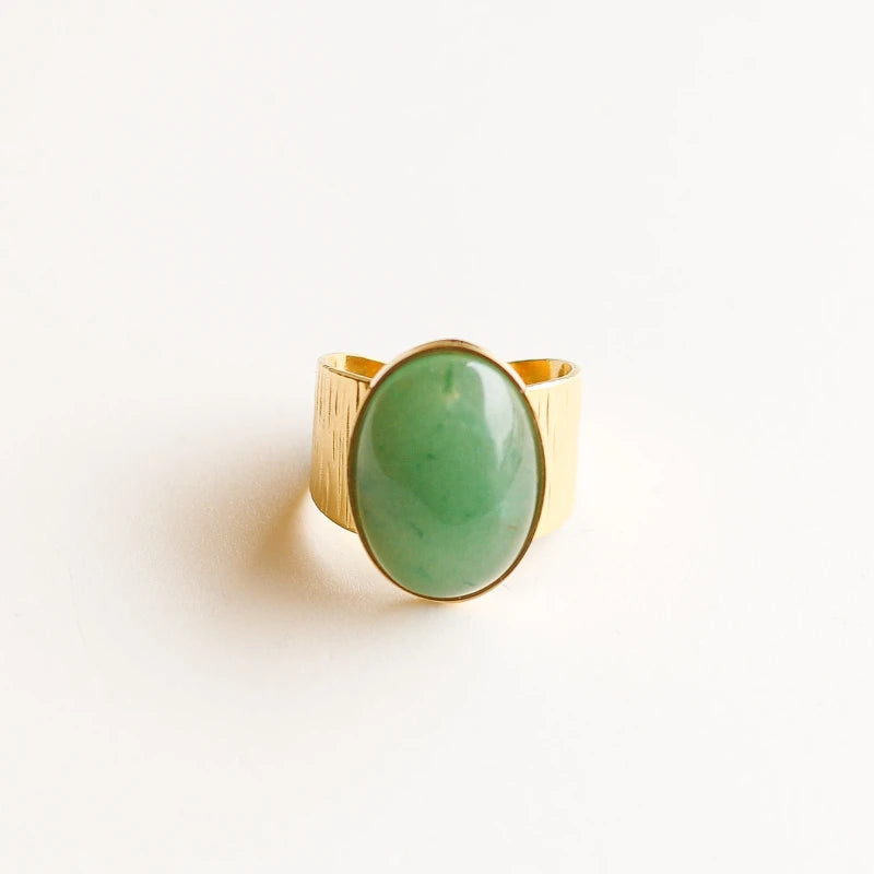 Bague grande martelée Aventurine