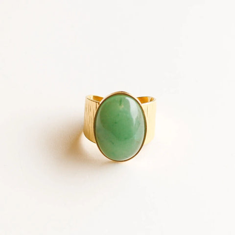 Bague grande martelée Aventurine