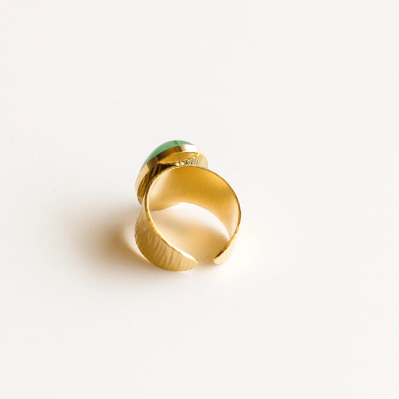 Bague grande martelée Aventurine