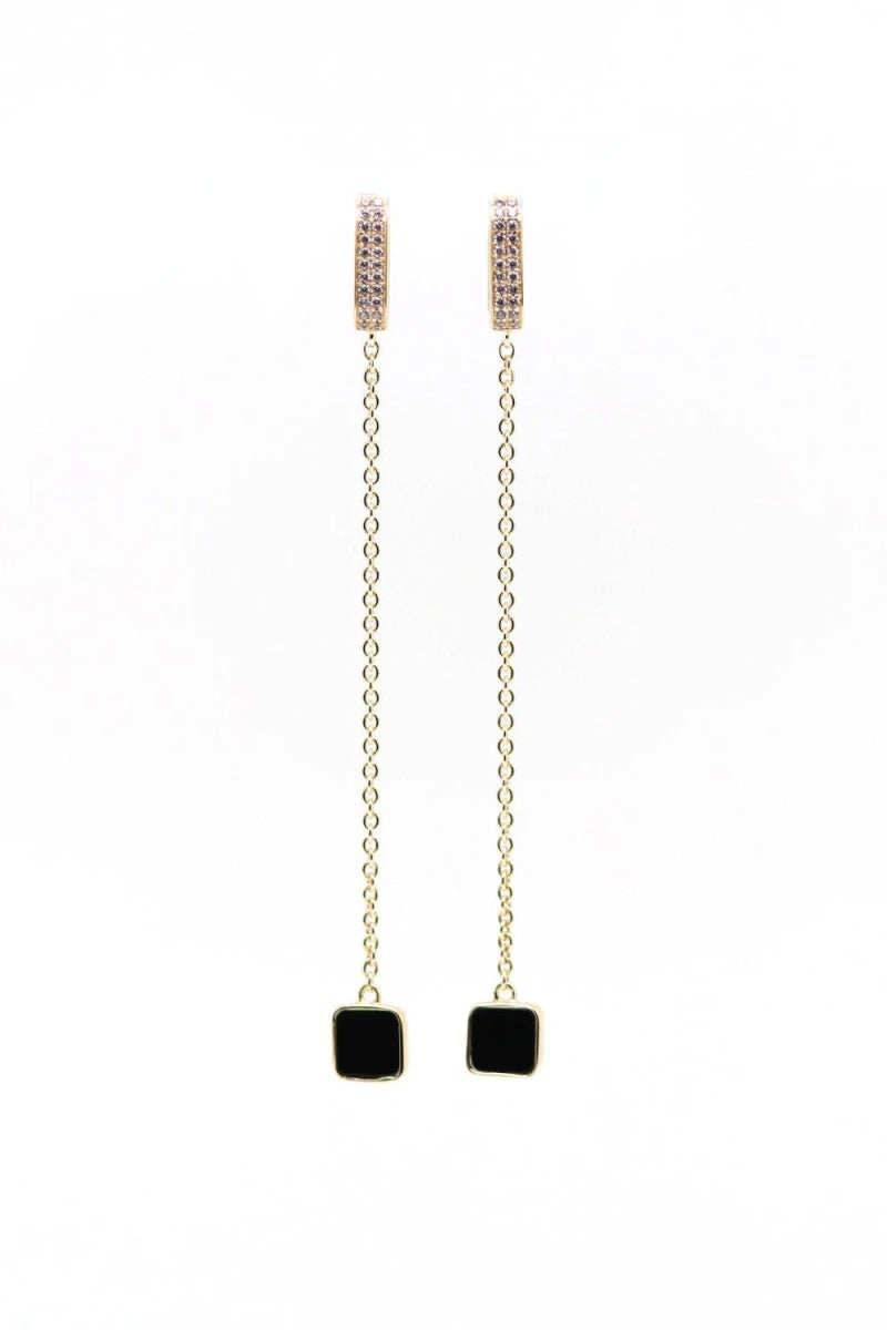 Boucles d'oreilles Séraphine plaqué or Onyx noir
