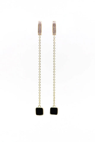 Boucles d'oreilles Séraphine plaqué or Onyx noir