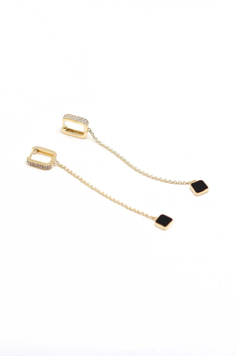 Boucles d'oreilles Séraphine plaqué or Onyx noir