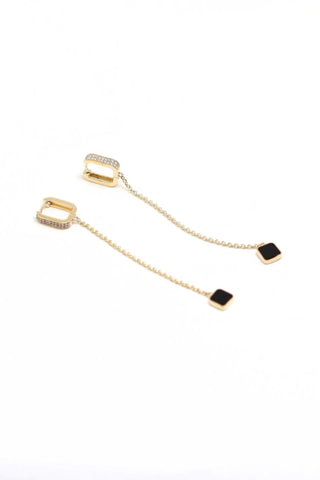 Boucles d'oreilles Séraphine plaqué or Onyx noir