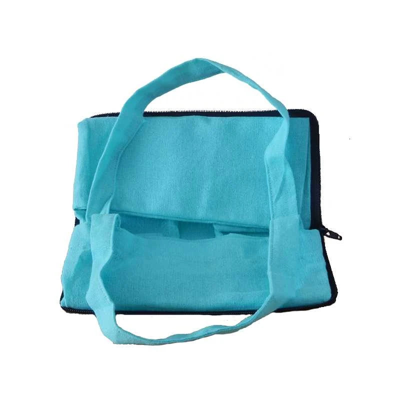 TOTE-BAG - Sac de course pliable en pochette Turquoise et rose