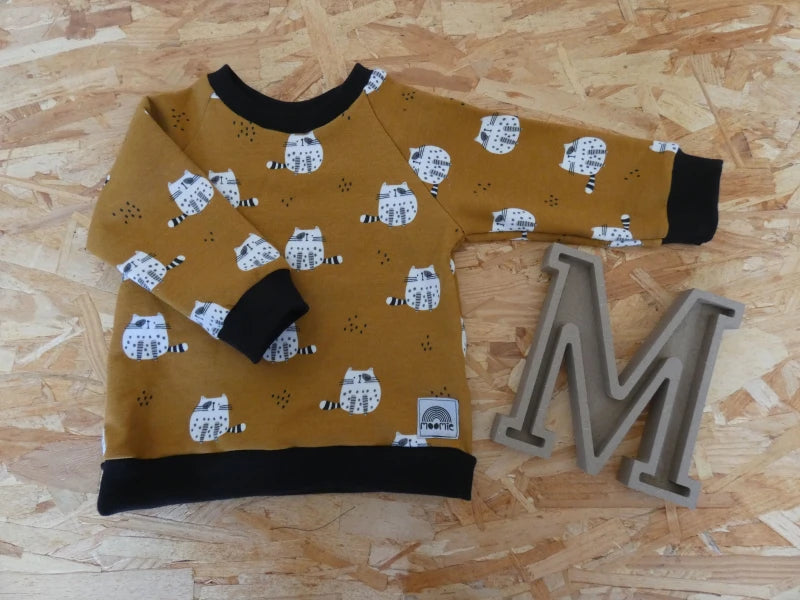 Sweat Chats fond Moutarde - Moomie