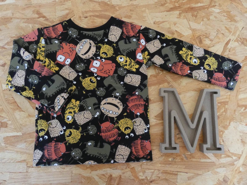 Tshirt Manches longues Monstres fond noir - Moomie
