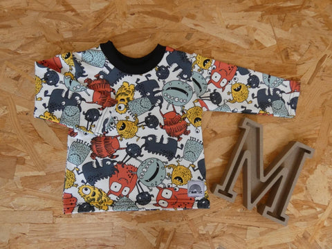 Tshirt Manches longues Monstres fond blanc - Moomie