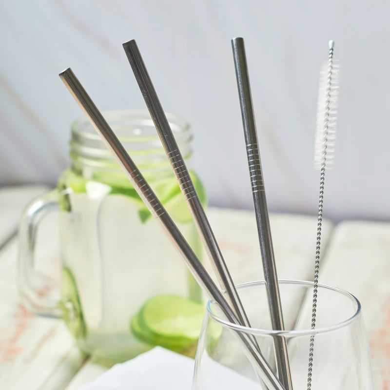 Paille droite en acier inoxydable