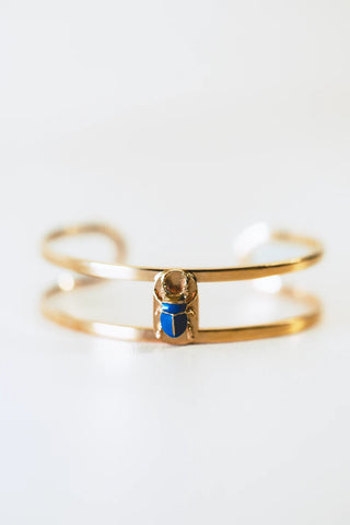 Manchette scarabée bleu cobalt