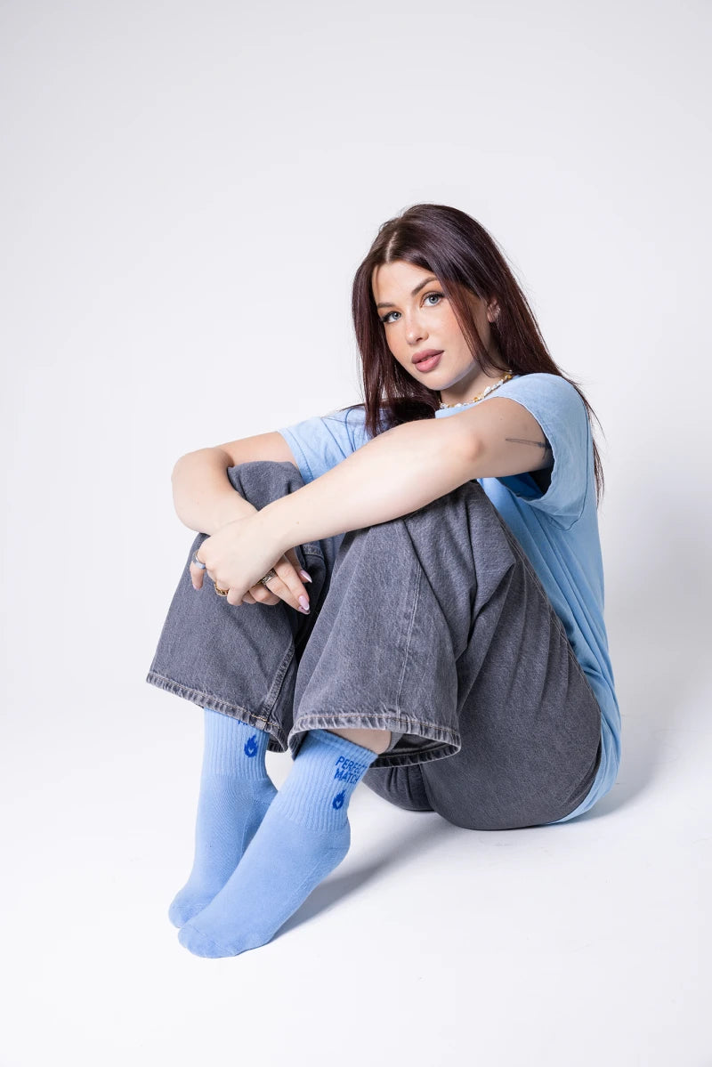Chaussettes unisexes bleu clair "Perfect Match"