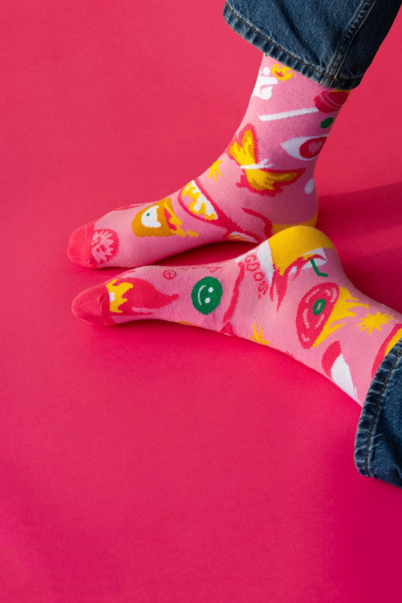 Laura Deleuze | Paire de chaussettes "On Fire" Rose