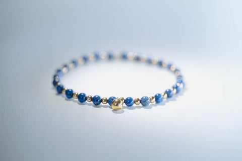 Bracelet pierres fines et perles dorées