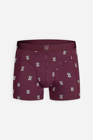 Boxer Bordeaux à motifs cafetière