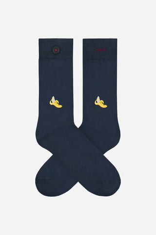 Chaussettes bleu marine à motifs banane