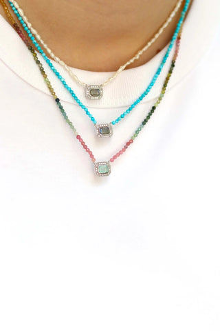 Annette: Collier Art Déco Argent Labradorite Perles d'eau douce
