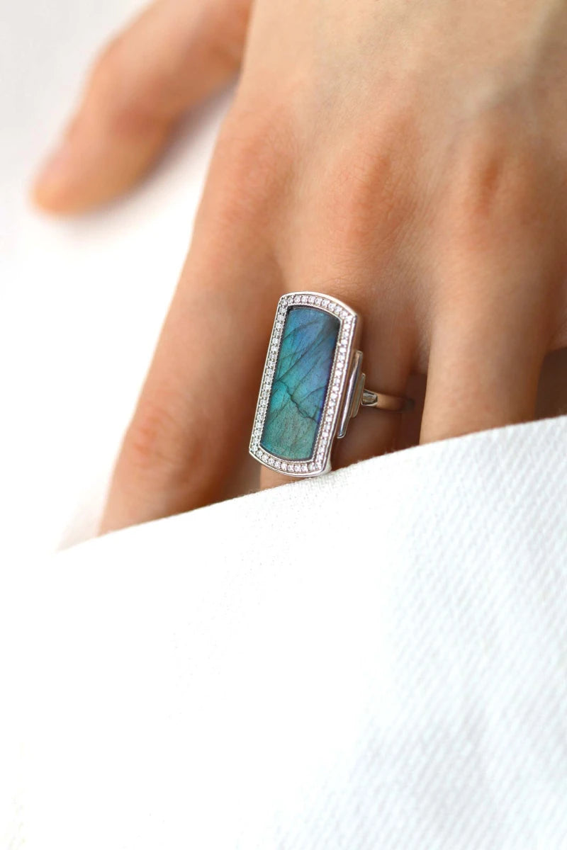 Florentine: Bague Art Déco Argent Labradorite