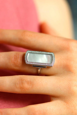 Florentine: Bague Art Déco Argent Nacre