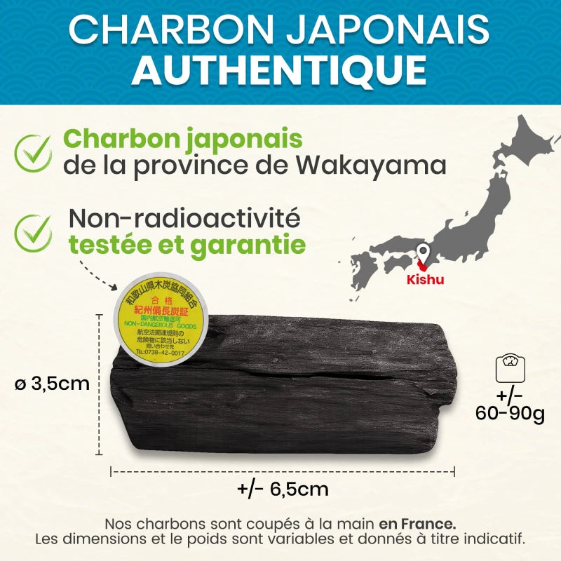 Binchotan Japonais de Kishu X3 – Charbon Actif pour Purification