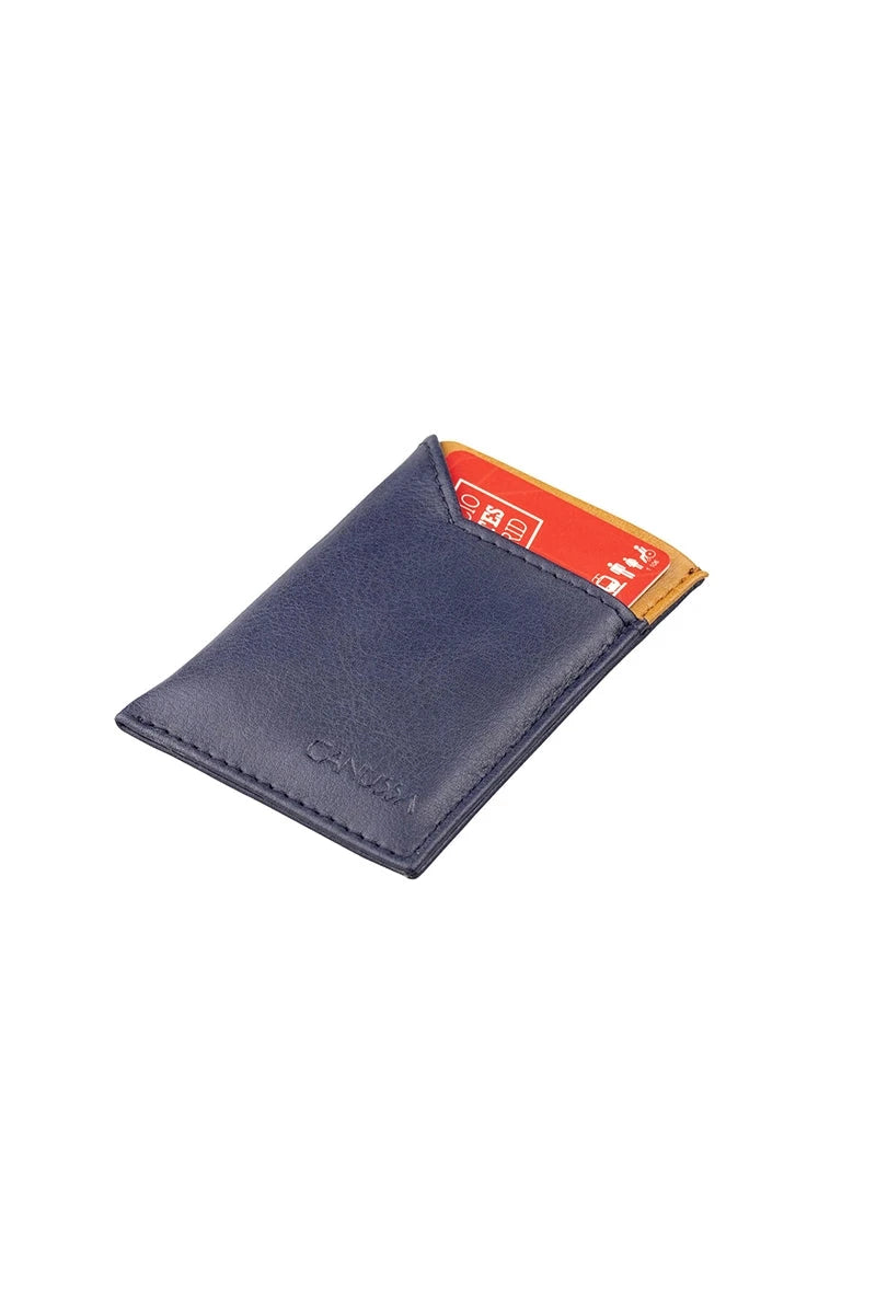 Slim card holder - Blue/Camel B2B