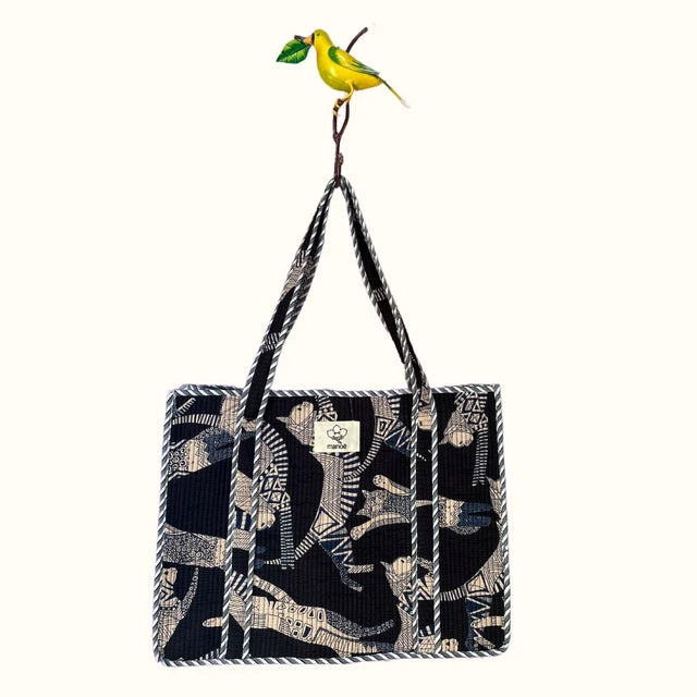 Grand tote bag "Dancing cat in the night"