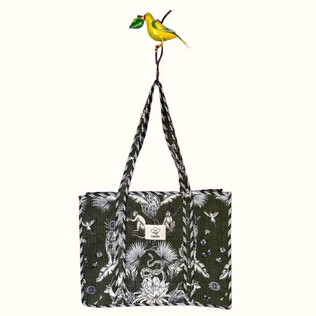 Grand tote bag "Jungle king kaki"