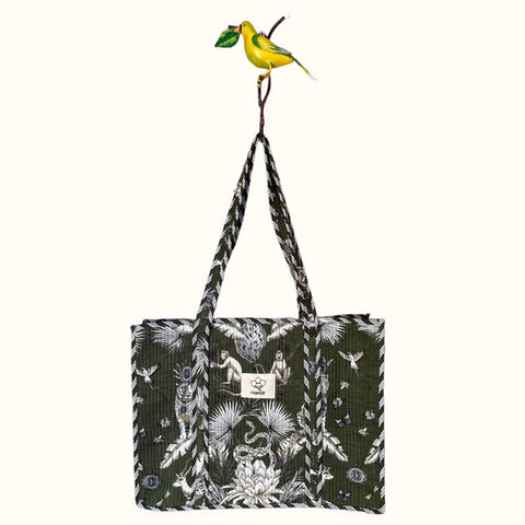 Grand tote bag "Jungle king kaki"