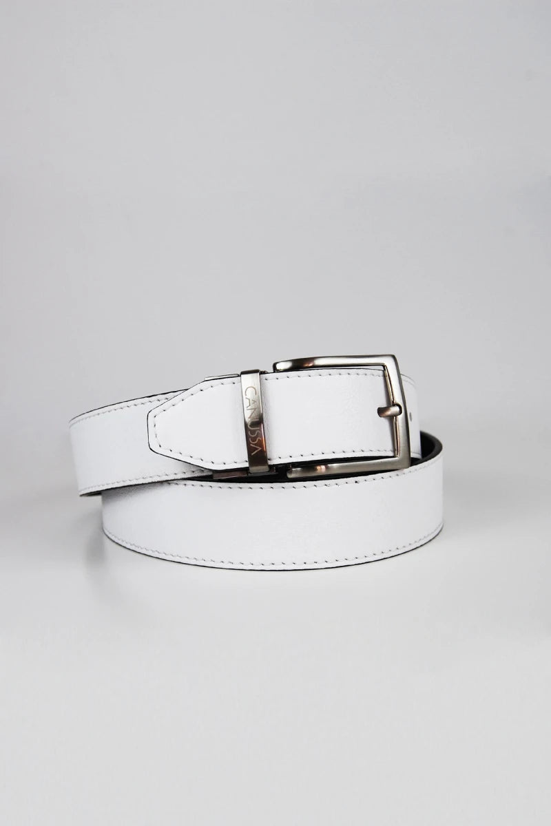 Reverse reversible belt – White/Chocolate
