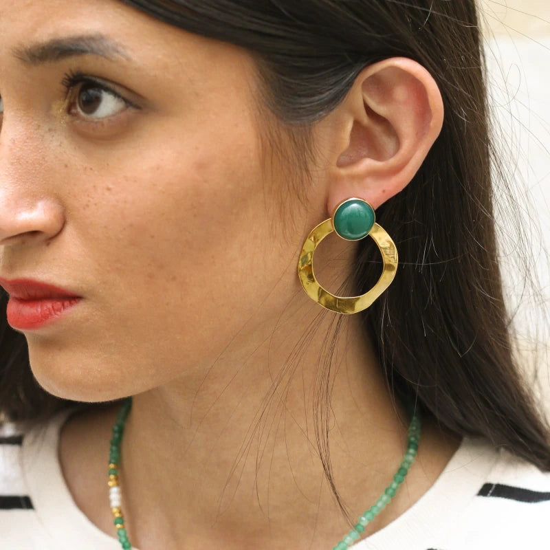 Boucles Anneaux larges Agate verte
