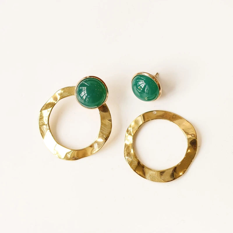 Boucles Anneaux larges Agate verte